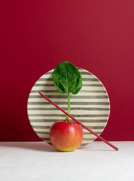 Still life with spinach and apple Design Art Diet