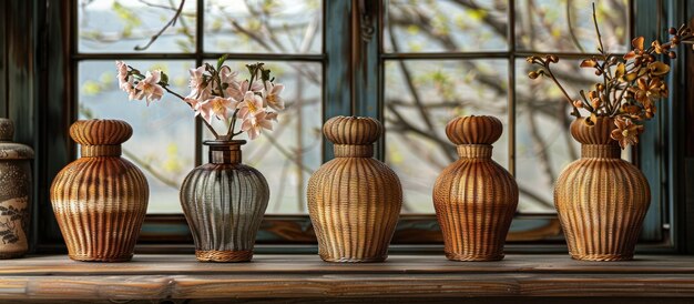 Photo still life with vases and flowers