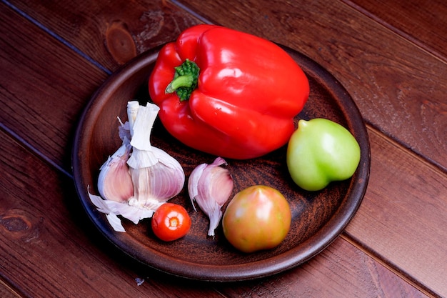 Still life with vegetables and garlic