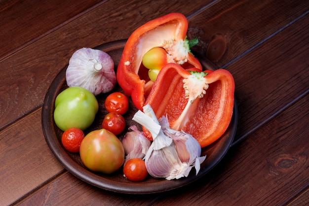 Still life with vegetables and garlic