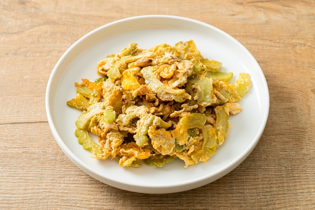 Stir Fried Bitter Gourd with Egg on plate