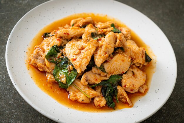 Stir Fried Chicken with Chili Paste or Chilli Paste - Asian food style