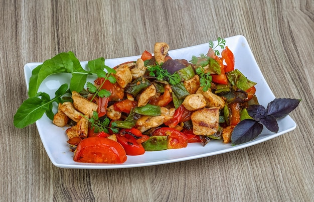 Stir fried chicken with vegetables