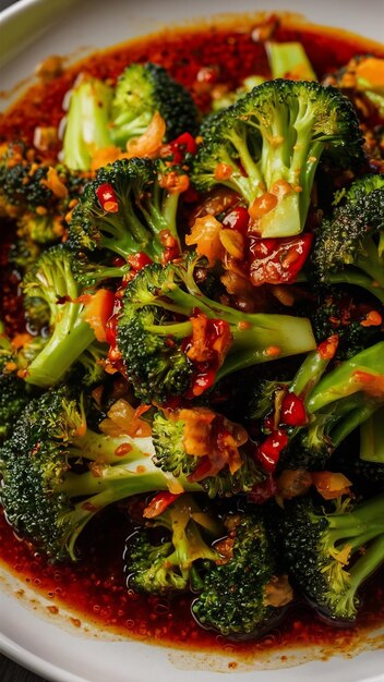 Photo stir fried chili broccoli