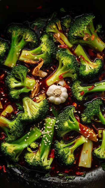 Photo stir fried chili broccoli