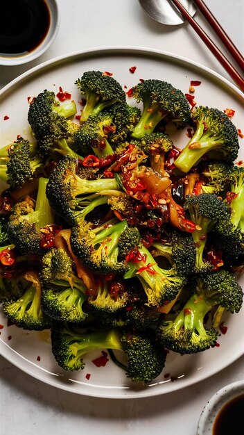 Photo stir fried chili broccoli