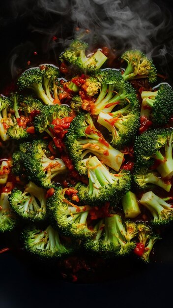 Photo stir fried chili broccoli