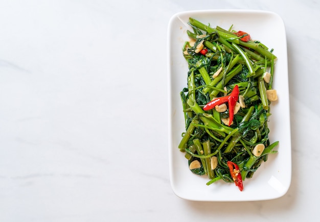 Stir-Fried Chinese Morning Glory or Water Spinach - Asian food style