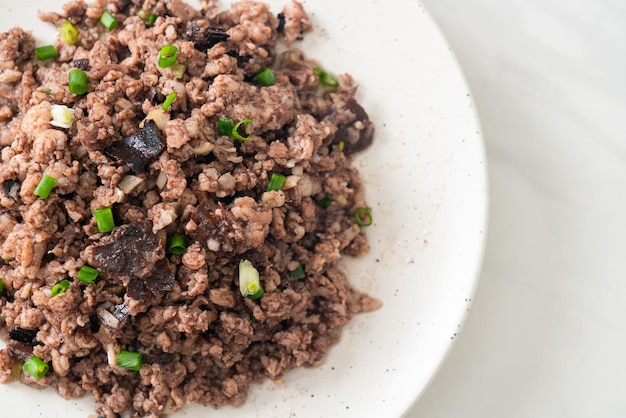 Stir-fried Chinese Olives with Minced Pork - Asian food style