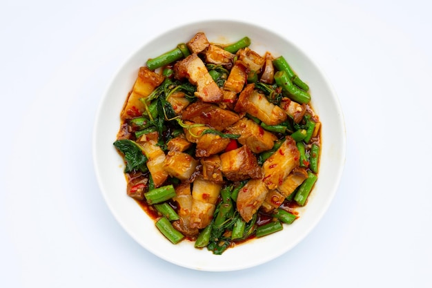 Stir fried crispy pork with holy basil