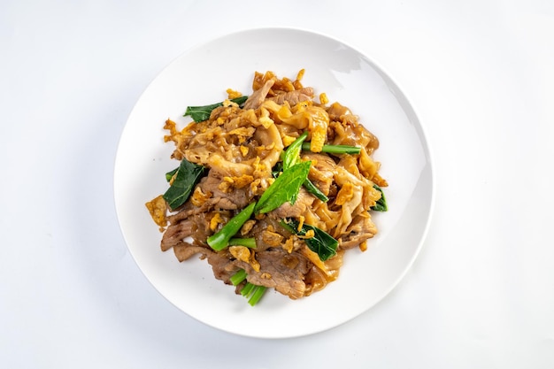 Photo stir fried large noodles with soy sauce dish of pad see ew