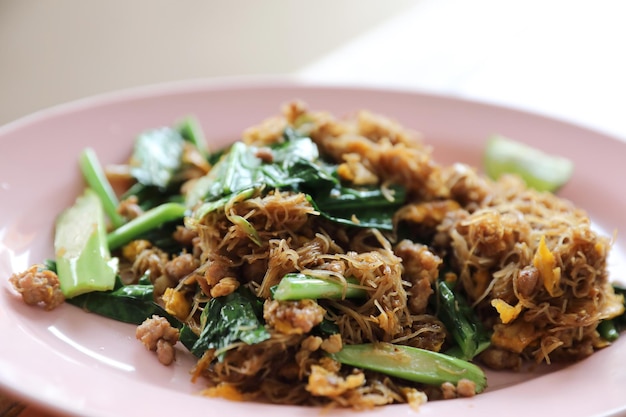 Photo stir fried noodle with black soy sauce thai food