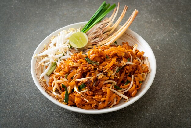 stir-fried noodle with tofu and sprouts or Pad Thai - Asian food style