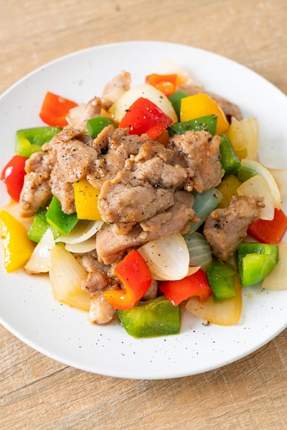 Stir Fried Pork with Black Pepper on plate