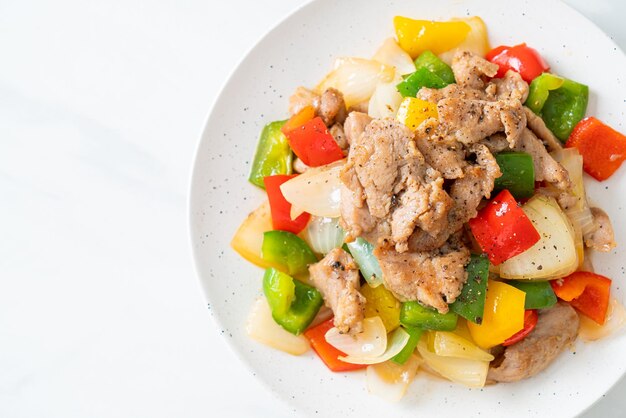 Stir Fried Pork with Black Pepper on plate