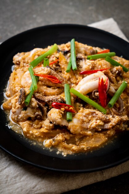 Stir Fried Squid or Octopus with Salted Eggs