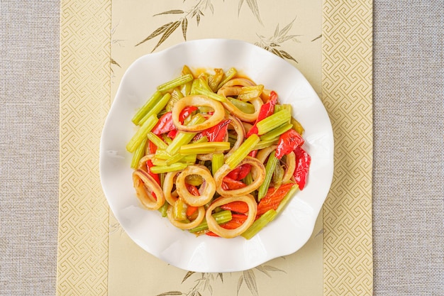 StirFried Calamari Rings with Chinese Homestyle Vegetables and Celery