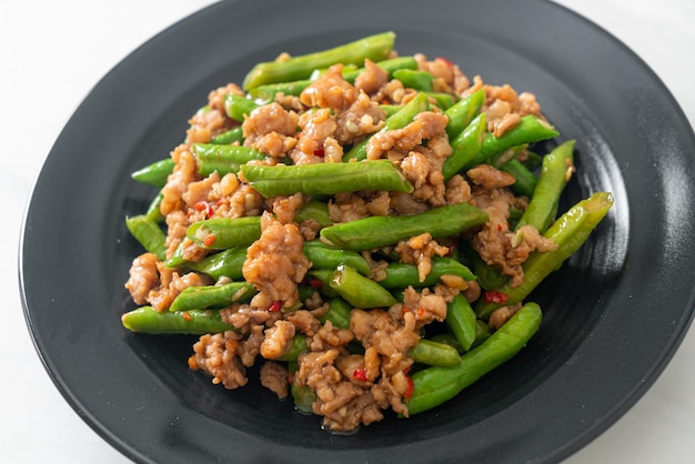 Stirfried french bean or green bean with minced pork