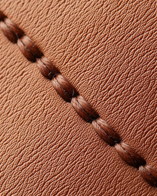 Photo stitched leather pattern close up photo realistic pattern background handcrafted detail adds a touch of elegance to any project