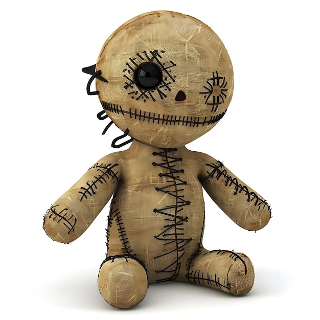 Photo stitched voodoo doll with one eye