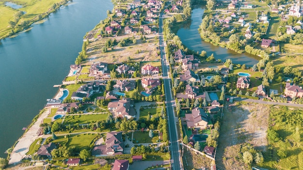 Stock aerial image of a residential neighborhood