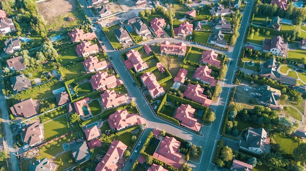 Stock aerial image of a residential neighborhood