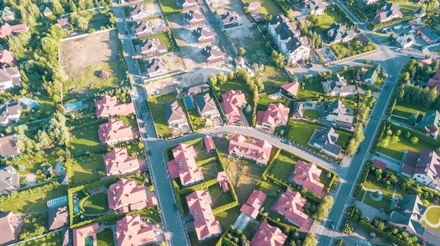 Stock aerial image of a residential neighborhood