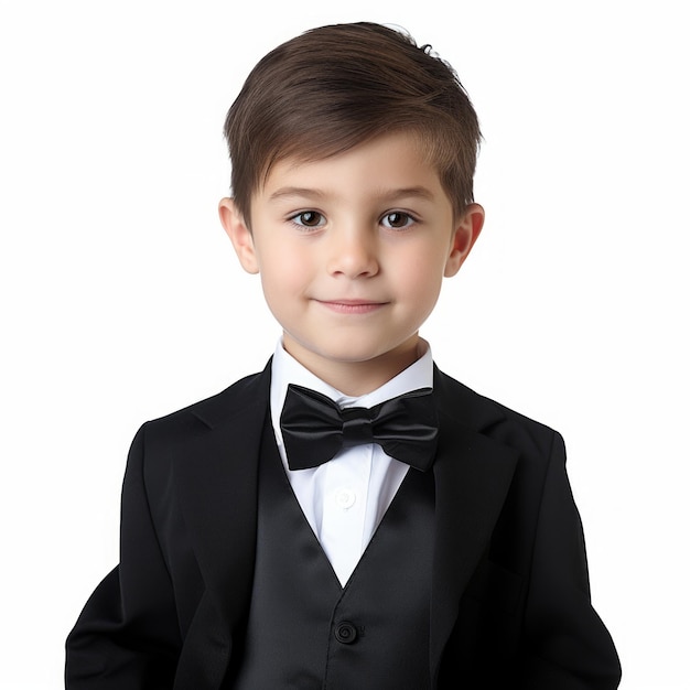 Stock image of a child in a formal outfit on a white background Generative AI