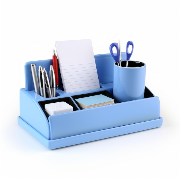 Stock image of a desk organizer set on a white background functional decluttering desk items Generative AI