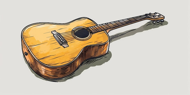 stock image of a guitar on a simple isolated background and an image