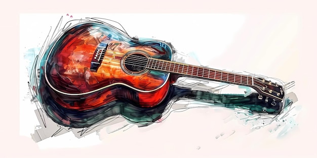 stock image of a guitar on a simple isolated background and an image