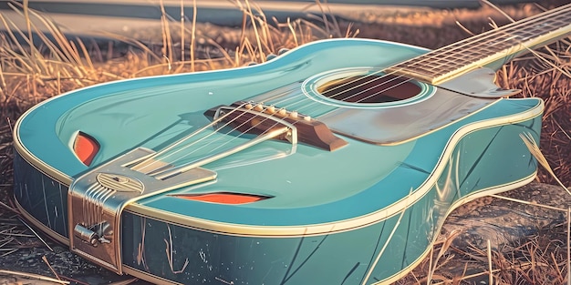 stock image of a guitar on a simple isolated background and an image