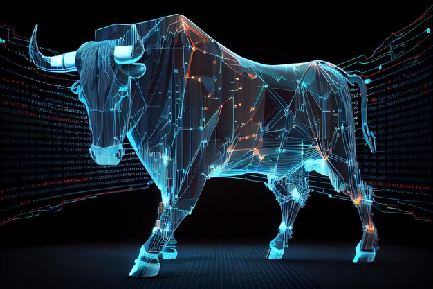 Stock market bull market trading chartgenerative ai