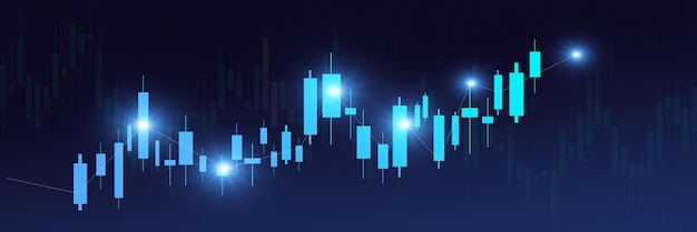 Stock market business candle stick graph chart investment trading on blue background Graph bullish point up trend Economy financial design