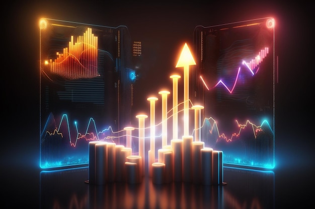 Stock market changes forex hologram Concept of economy and online trading