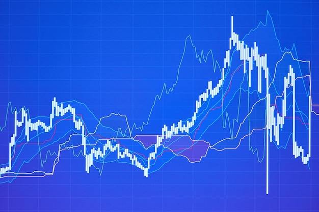 Stock market chart on blue background