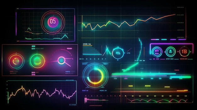 Stock market chart glowing on dark background Growth stock diagram financial graph Financial concept Neon wallpaper Stock trading concept Exchange trading Business marketing concept