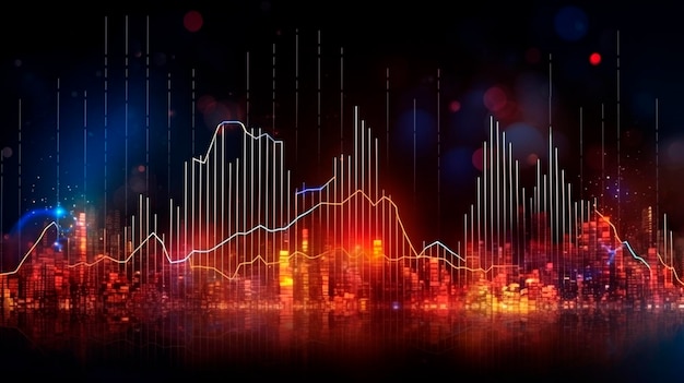 Stock market chart lines financial graph on technology abstract background represent financial crisis financial meltdown Technology concept trading market concept Generative AI