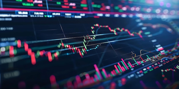 Stock market dashboard with interactive charts and fluctuating prices