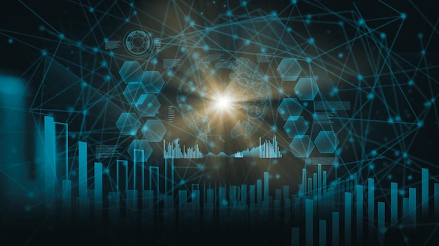 Stock market or forex trading graph and candlestick chart for financial investment background