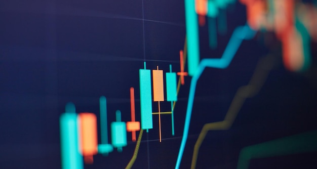 Stock market or forex trading graph and candlestick chart suitable for financial investment concept.