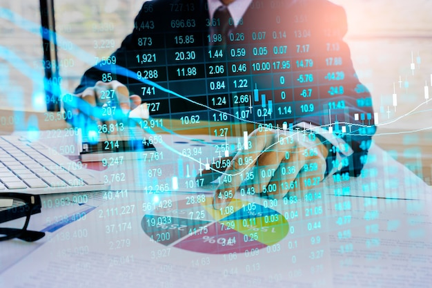 Stock market or forex trading graph and candlestick chart suitable for financial investment concept.