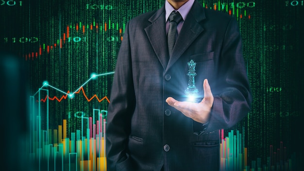 Stock market or forex trading graph and candlestick chart suitable for financial investment concept