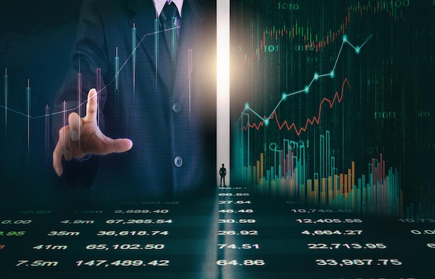 Stock market or forex trading graph and candlestick chart suitable for financial investment concept