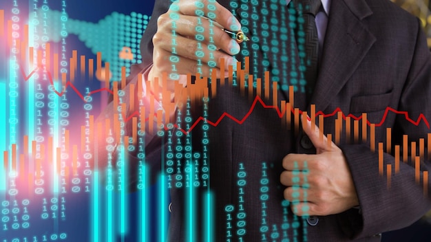 Stock market or forex trading graph and candlestick chart suitable for financial investment concept