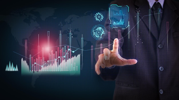 Stock market or forex trading graph and candlestick chart suitable for financial investment concept