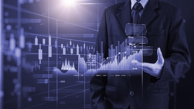 Stock market or forex trading graph and candlestick chart suitable for financial investment concept.