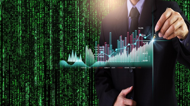 Stock market or forex trading graph and candlestick chart suitable for financial investment concept.