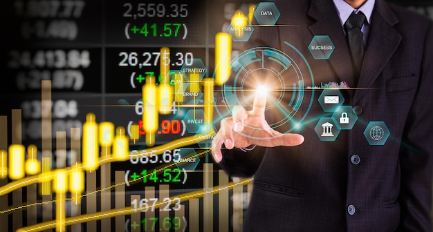 Stock market or forex trading graph and candlestick chart suitable for financial investment concept.