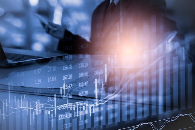 Stock market or forex trading graph and candlestick chart suitable for financial investment concept